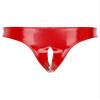 TiaoBug Men's Open-Crotch Wetlook Patent Leather String Thong Underwear, Sissy Panties, Red, H S view 3