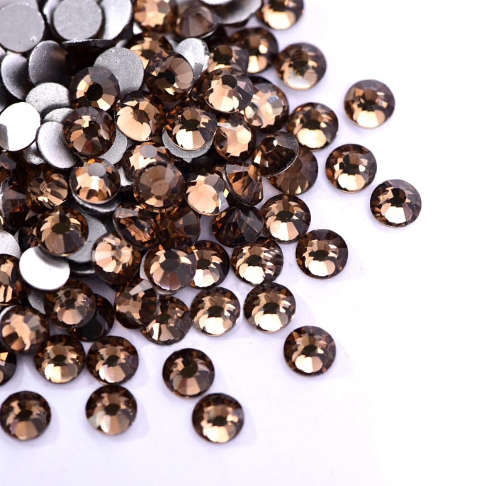 Wambere 1,440-Piece 1.5–1.7 mm Flat-Back Rhinestones, Nail Crystals, Smoke Yellow