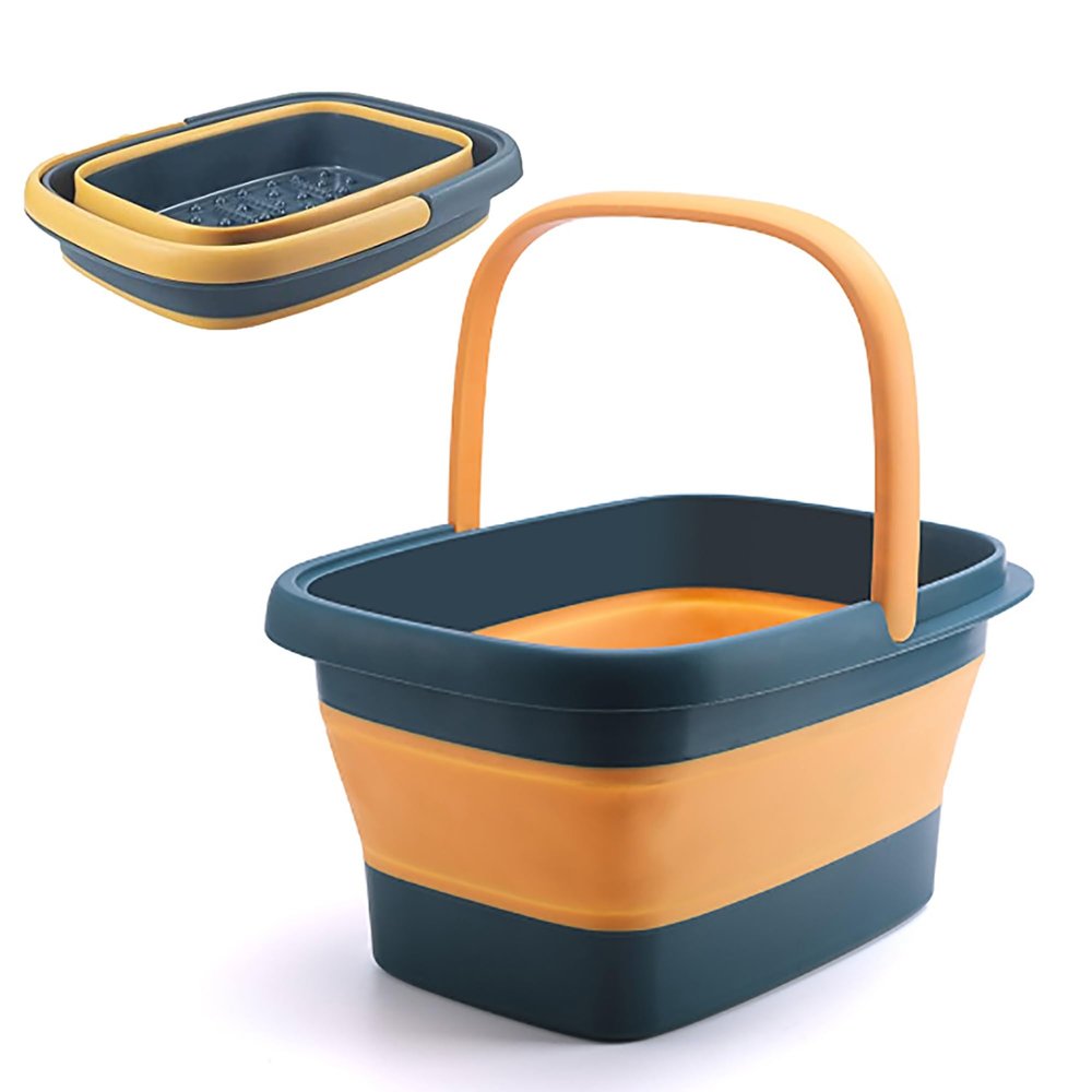 Foot Bath Tub, Multifunctional Home & Travel, 15 L, Portable Folding, 8+54 Foot Spa Massage Set (Pink, 17.5 × 13.4)