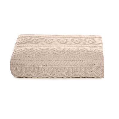 Irish Aran Throw Blanket for King-Size Beds, 100% Super-Soft Merino Wool, 233 x 198 cm, Parsnip
