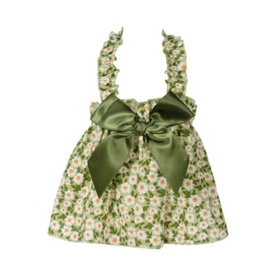 Dog Dress, Comfortable, Soft, Floral Pattern, Cotton, Bow, Halter Dress, Pet Supplies, Gifts for Valentine's Day/Mother's Day/Christmas/Birthdays (Green, XS)
