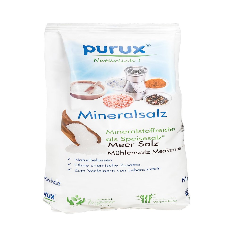 1 kg Mediterranean 100% Sea Salt for Mills, Mineral Table Salt Without Anti-Caking Agent