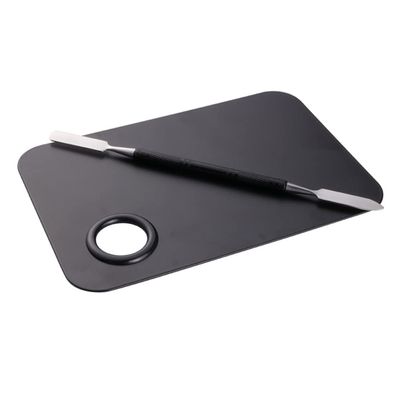 COHEALI 2-Piece Stainless Steel Nail Art Mixing Palette Set, Double-Sided Mixing Tool, Black