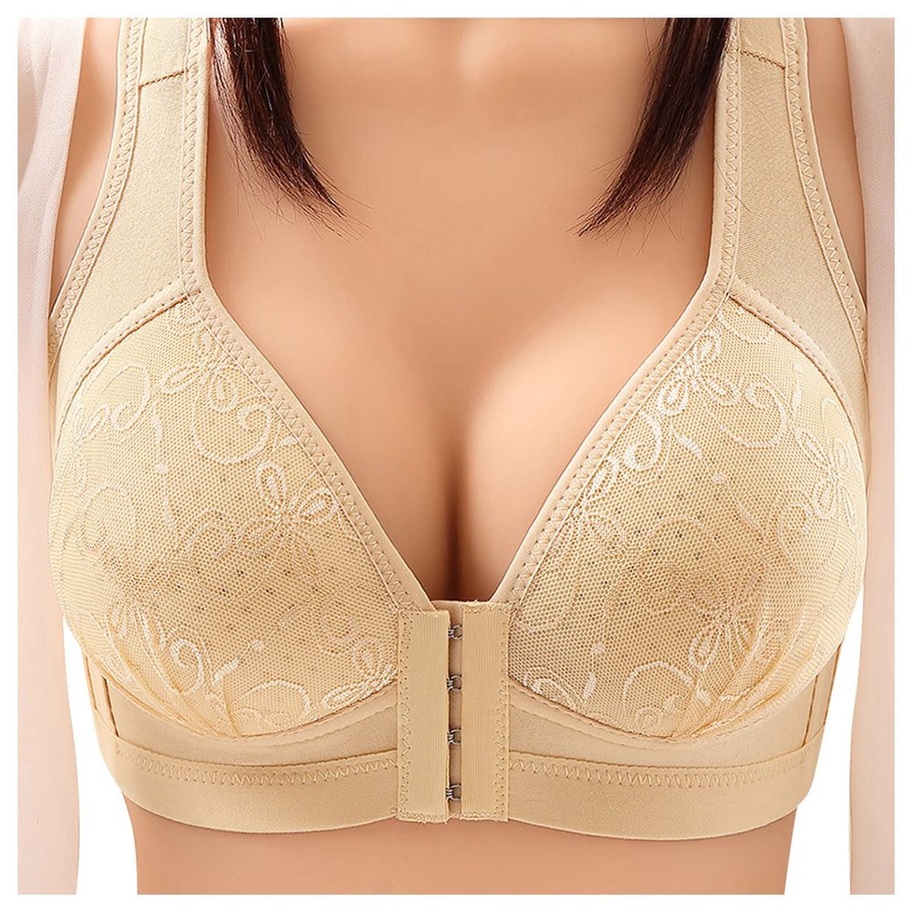 boseucn Women's Wireless Front-Closure Seamless Push-Up Bra