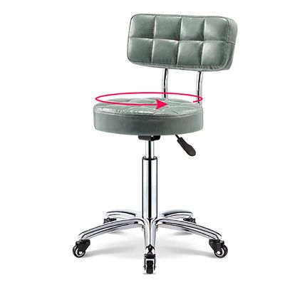 SOVORM Round Rolling Stool with Backrest, 360° Swivel, Adjustable 29.1–33.8 in, PU Leather, 5 Casters (C) The New