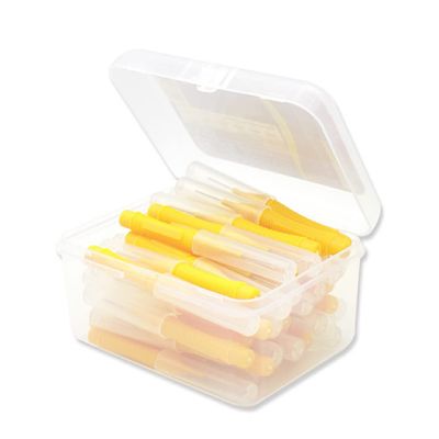 lmoikesz 40-Piece Interdental Brushes, Push-Pull Plastic Toothbrushes, Yellow, 0.4 mm