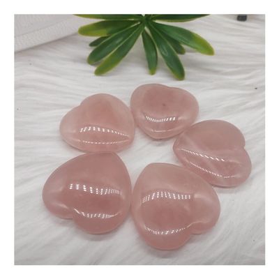 AOHRO Natural Rough Rose Quartz Heart-Shaped Crystal, 1 Piece, 40 × 40 mm