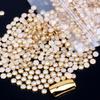 CTLH20 100-Piece 5 mm Ivory Half-Round Pearl Metal Rhinestones for DIY Nail Art view 3