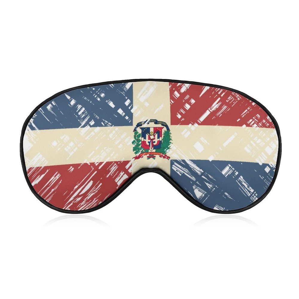 Polyester Sleep Eye Mask with Dominican Republic Grunge Flag Design, Light-Blocking, Soft and Comfortable