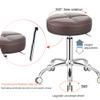 Round Adjustable Rolling Stool, PU Leather, 19.3–25.2 in, Brown view 4