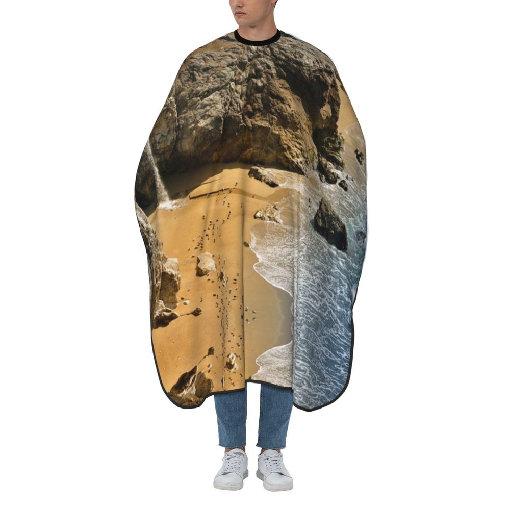 Pfeiffer Beach Pacific Coast Printed Waterproof Haircut Cape, White, One Size