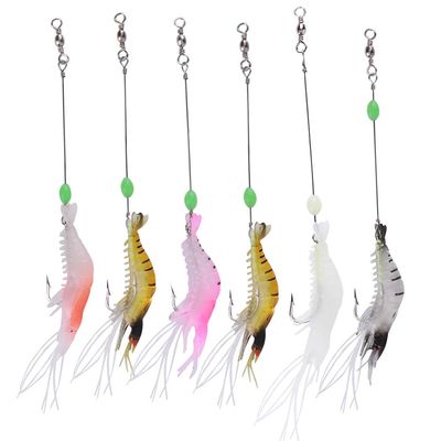 HERCHR Artificial Shrimp Fishing Lures, 6 Pieces, Soft Glow, Deep-Drop