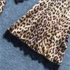 boseucn Sexy Women's Lingerie Set, Silk Robe and Leopard-Print Pajama Set view 3