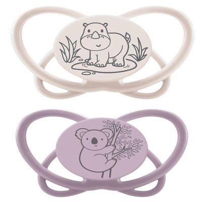 nip Butterfly Pacifier, 5–18 Months, 2-Pack, Silicone Symmetrical Nipple