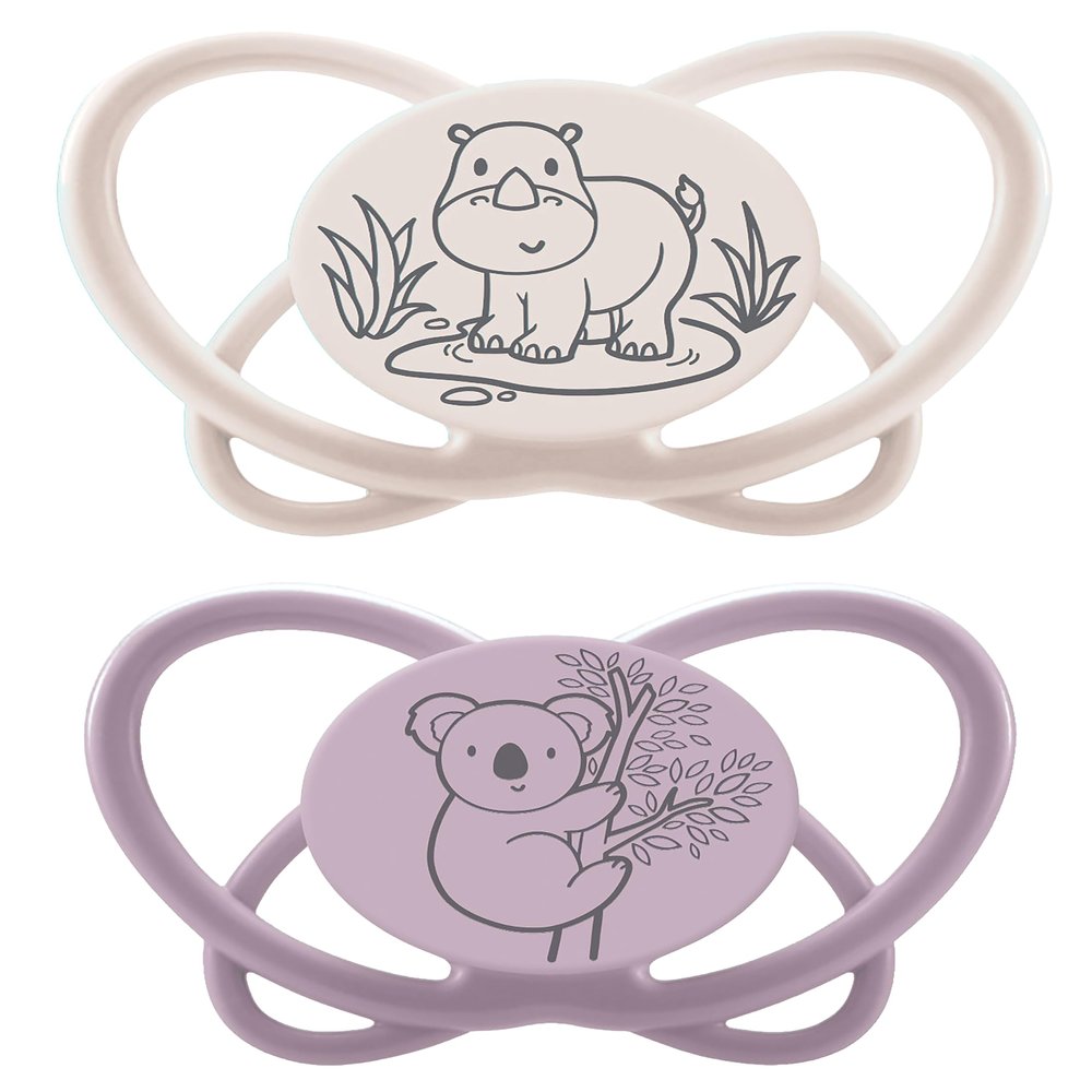 nip Butterfly Pacifier, 5–18 Months, 2-Pack, Silicone Symmetrical Nipple