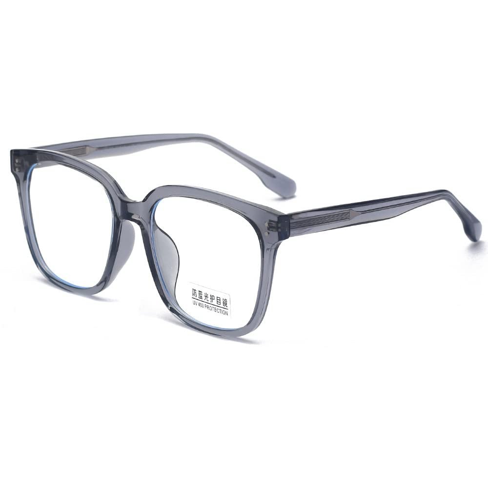 LTSRLL Stylish Square Reading Glasses, Lightweight Blue-Light-Blocking Computer Readers, Anti-Glare Comfort Glasses (Color: C1, Strength: +0.00)