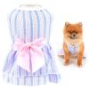 SMALLLEE_LUCKY_STORE Striped Princess Dress for Small Dogs and Cats, Blue, Size L view 1