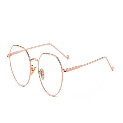 LTSRLL Women's Trendy Round Metal-Frame Vintage Oval Blue-Light Reading Computer Glasses, Anti-Eye-Strain Glasses (Color: Rose Gold, Strength: +3.50)