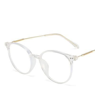 LTSRLL Retro Round TR90 Blue-Light-Blocking Reading Glasses for Women, Cute Oval Computer Readers with Spring Hinges, Anti-Glare (Color: Clear, Size: +2.00)