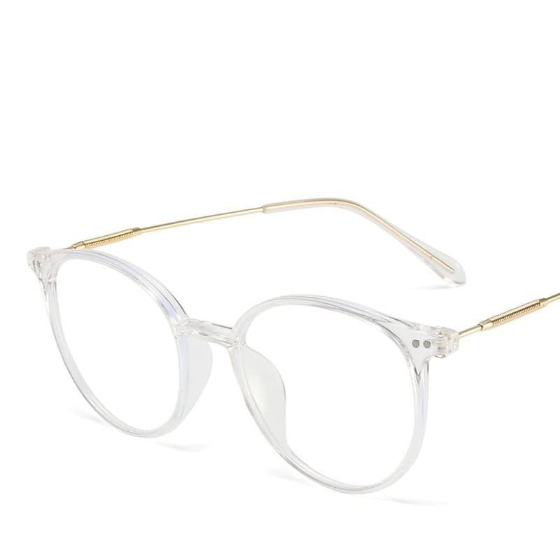 LTSRLL Retro Round TR90 Blue-Light-Blocking Reading Glasses for Women, Cute Oval Computer Readers with Spring Hinges, Anti-Glare (Color: Clear, Size: +2.00)