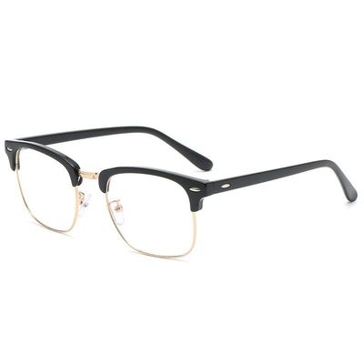 LTSRLL Durable Metal Half-Rim Computer Reading Glasses with Blue-Light Blocking, Gold, +1.50