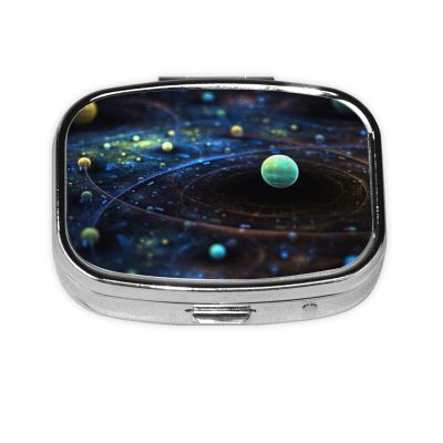 Space Planet Printed Metal Mini Pill Box with 3 Compartments