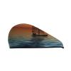 Women's Microfiber Hair Towel, Coral Velvet, Quick-Drying, Sunset Beach Sailboat Print view 1