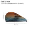 Women's Microfiber Hair Towel, Coral Velvet, Quick-Drying, Sunset Beach Sailboat Print view 2