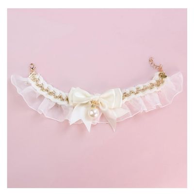 Yurosiay Vintage Bow Dog Collar with Pearl Pendant