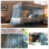CENAP Bed Curtains, U-Shaped Double-Track Canopy, Reinforced Princess Canopy for Girls, Lace Decor, 3 Openings, Mosquito Net, 180 x 220 x 205 cm view 2