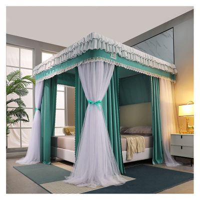 CENAP Bed Canopy, Green, Double-Layer Detachable Canopy for Single Beds