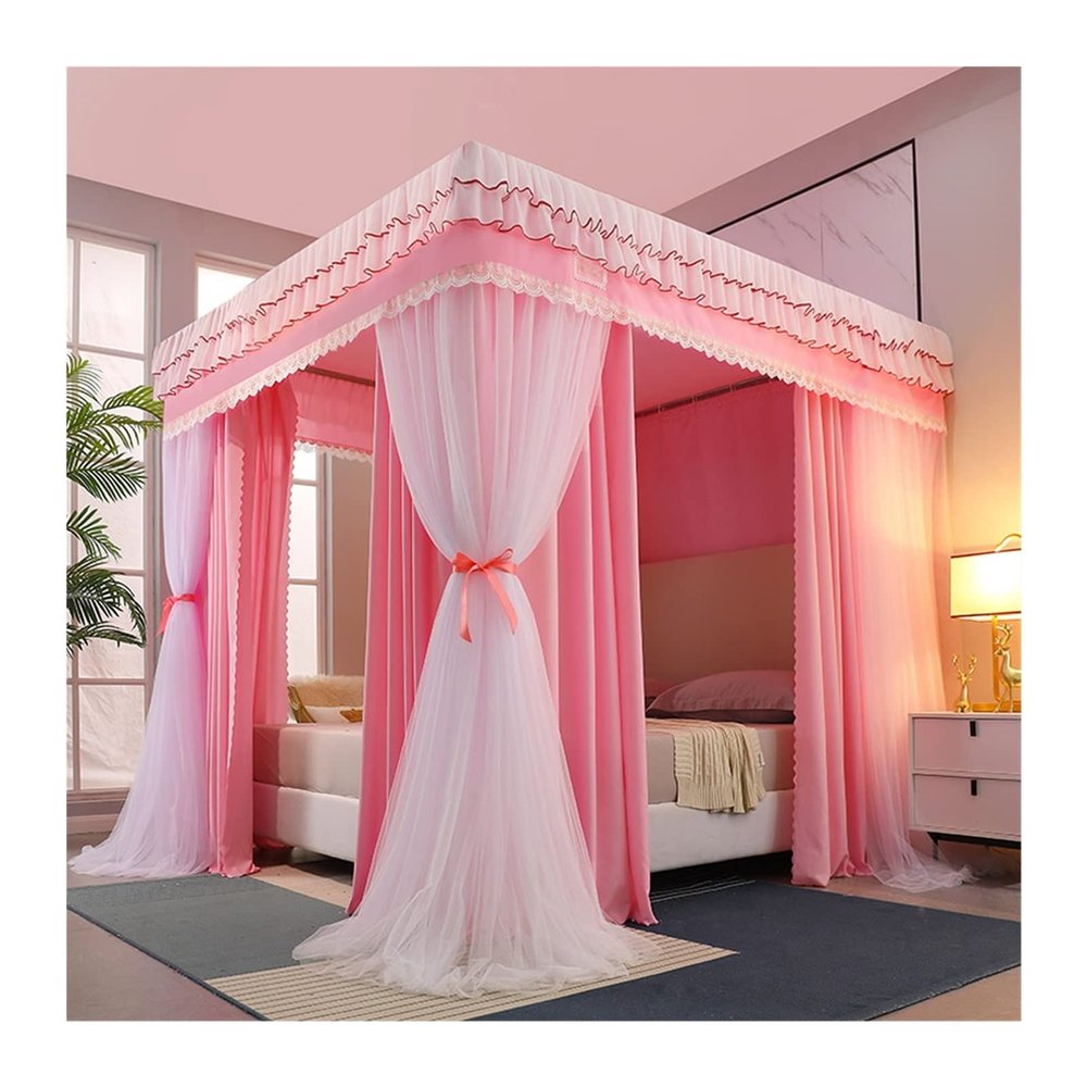 CENAP Bed Canopy Mosquito Net for 1.8 m-Wide Beds, Blackout and Dust-Resistant, Floor-to-Ceiling Year-Round Curtain (Style 1, 180 x 200 x 200 cm)