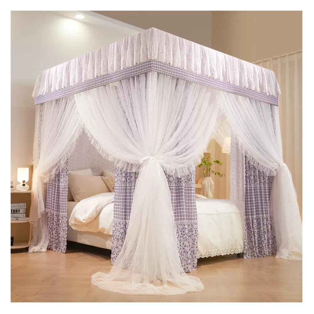 CENAP Purple Bed Canopy, Luxurious Double-Layer Removable Bed Curtain for Double Beds, Style 2