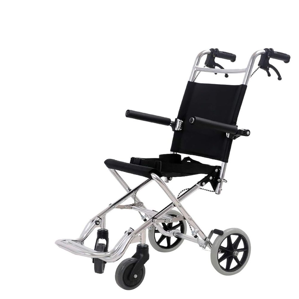 CEEBUS Ultralight Folding Aluminum Transport Wheelchair for Seniors and Children, 6 kg (Color: B)