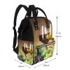 Grape-Printed Wine Glasses Diaper Backpack, Black, One Size view 2