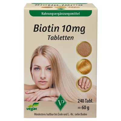 Biotin 10 mg High-Dose Vegan Tablets, 240 Count