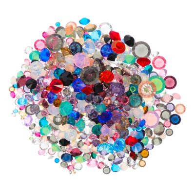 CORHAD 1 Round Pointed Rhinestones, Colorful Nail Art Beads, Flat Rhinestones for Jewelry Making, 3D Nail Glass Set