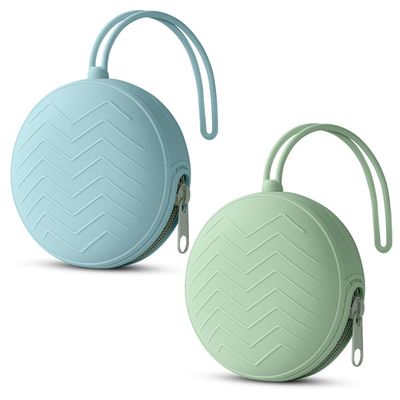 Aolso Silicone Baby Pacifier Case, 2-Pack, BPA-Free Pacifier Holder, Portable Waterproof Storage Box, Green/Blue
