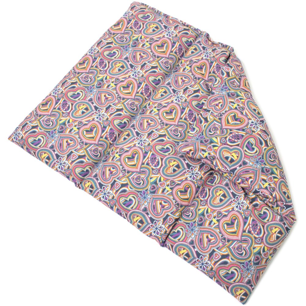 Cherry Pit Pillow 40 x 30 cm, 3-Chamber, Organic Fabric "Psychedelic Heart"