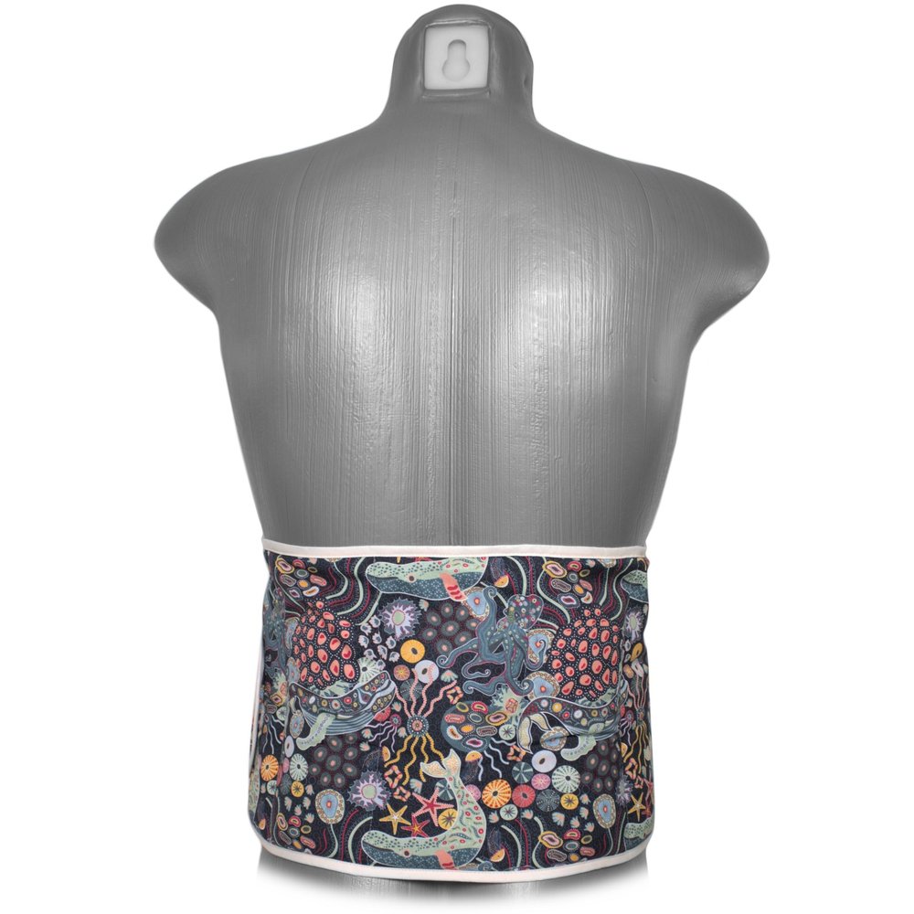 XXL Grape Seed Heat Belt with Hook-and-Loop Fastener, 135 cm, 7-Chamber, Organic Fabric “Underwater”
