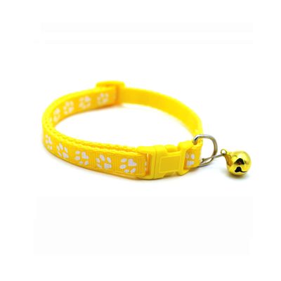Newtensina Cat Collar with Bell, Paw Print Design, Yellow