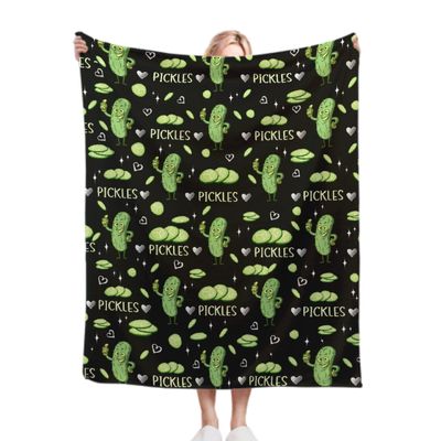 Pickle Blanket for Pickle Lovers, Funny Gift, Super-Soft Flannel Blanket for Baby and Pets, 76 x 40 in