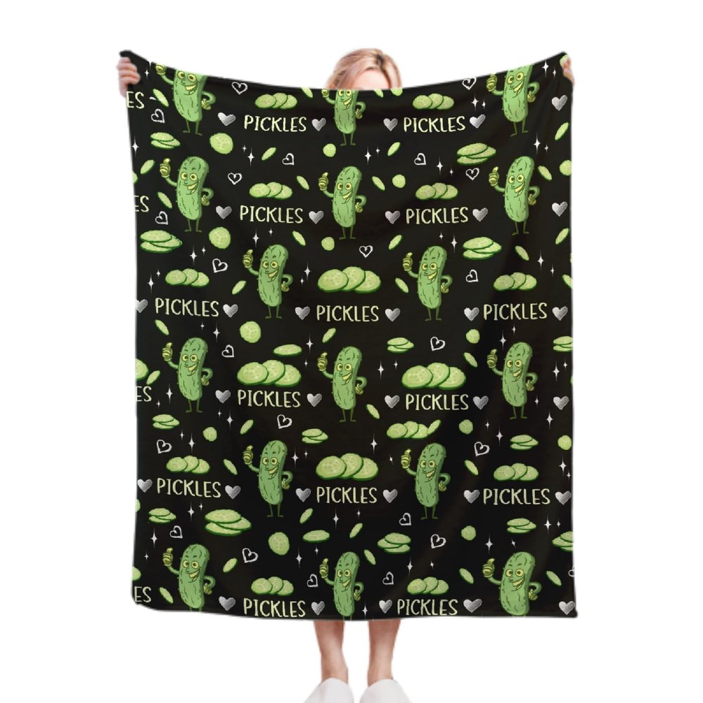 Pickle Blanket for Pickle Lovers, Funny Gift, Super-Soft Flannel Blanket for Baby and Pets, 76 x 40 in