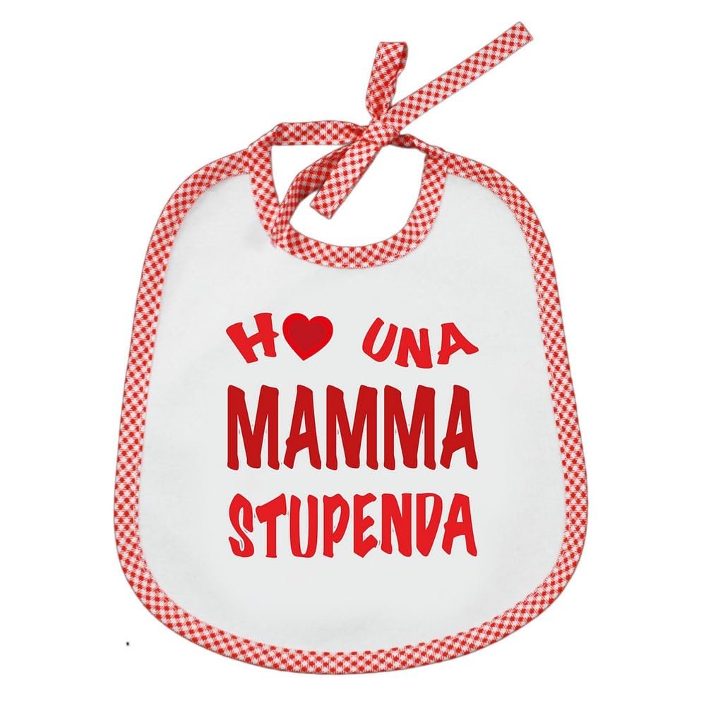 Bib with Funny Sayings, 20 x 24 cm, with Ties, Beautiful Red Mother