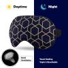 Sleep Mask, Blue, Black and Gold Linear Grid, Adjustable Strap view 4