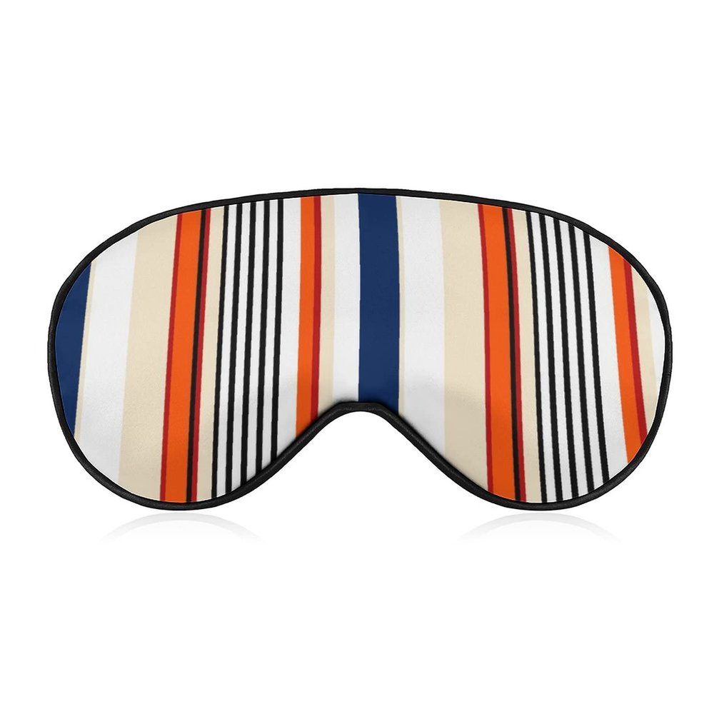 Orange and Blue Striped Sleep Mask with 3D Contouring