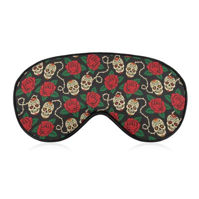 Sleep Eye Mask with Rose and Sugar Skull Design