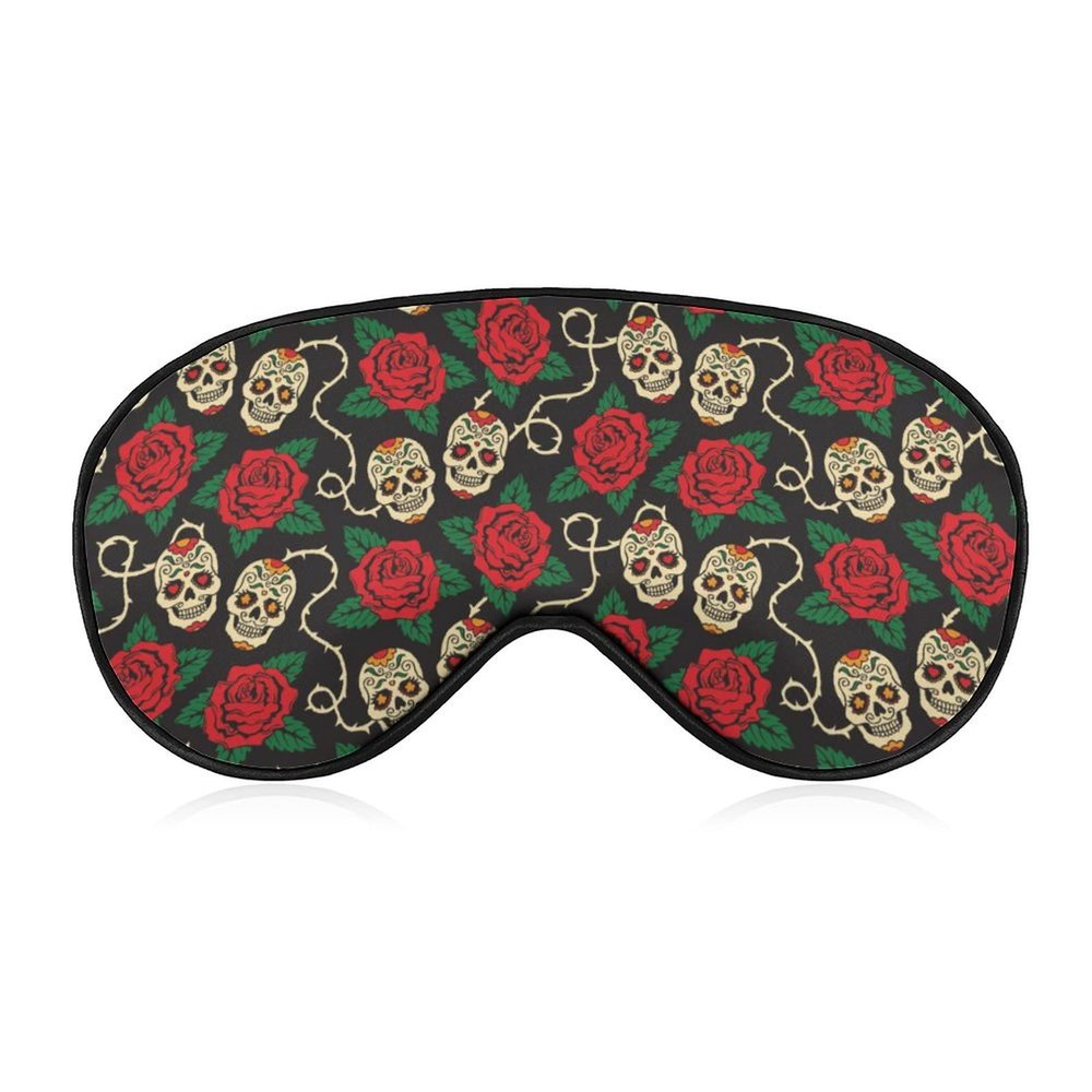 Sleep Eye Mask with Rose and Sugar Skull Design