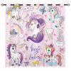 YUANZU Unicorn Rainbow Animal Print Blackout Curtains with Grommets, 2 Panels, H 245 x W 200 cm view 1