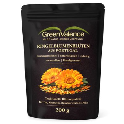 GreenValence Calendula Petals from Portugal, 100% Natural, Sun-Dried, 200 g